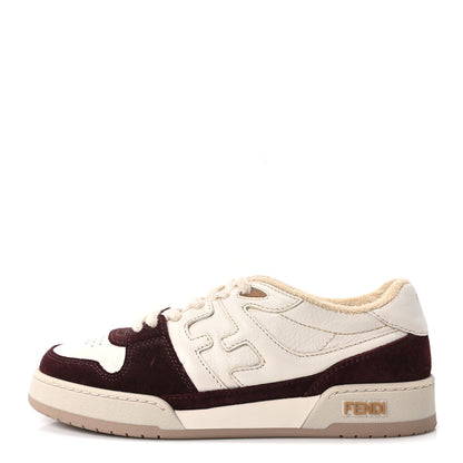 Fendi Grained Calfskin Mens Fendi Match Low Top Sneakers 7 White Burgundy Amber 1 of 8