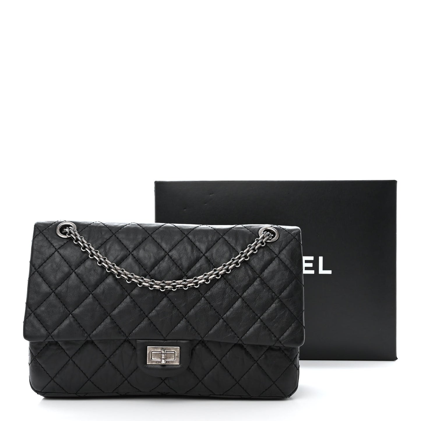 Aged Calfskin Quilted 2.55 Reissue 226 Flap Black
