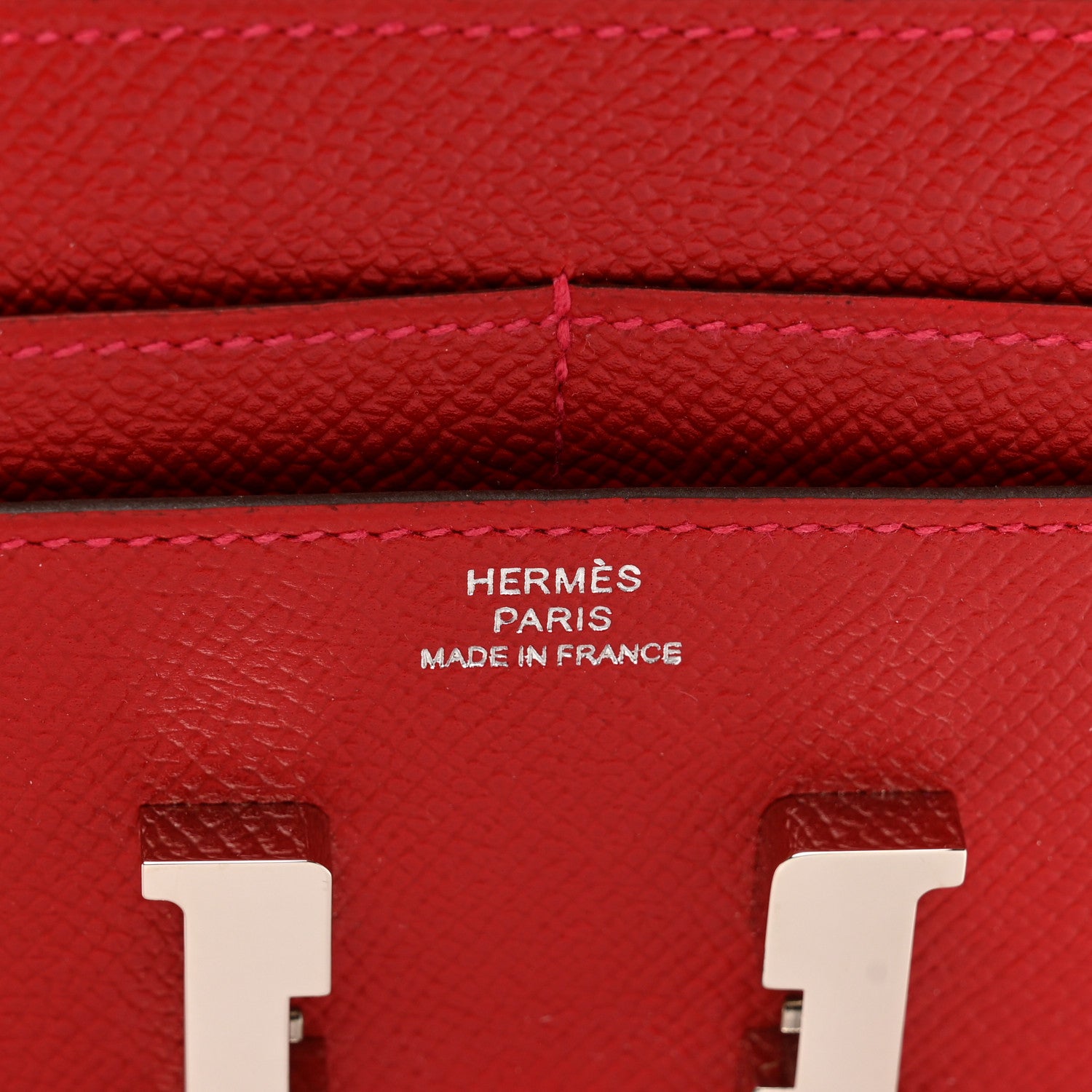 Hermes Epsom Constance Compact Passant Wallet Rouge Casaque 6 of 8