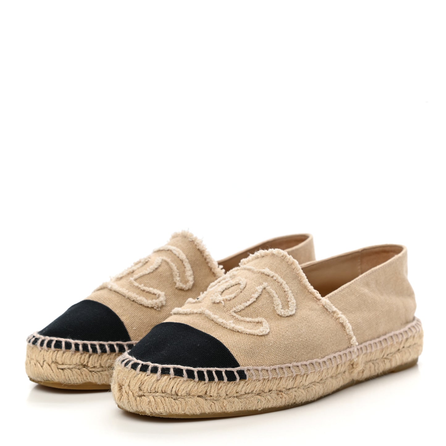 Linen CC Espadrilles 38 Beige Black