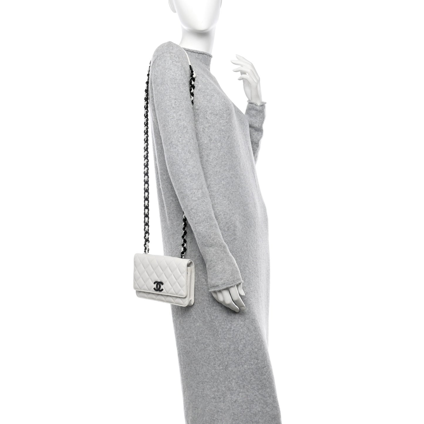 Caviar Quilted My Everything Wallet On Chain WOC White