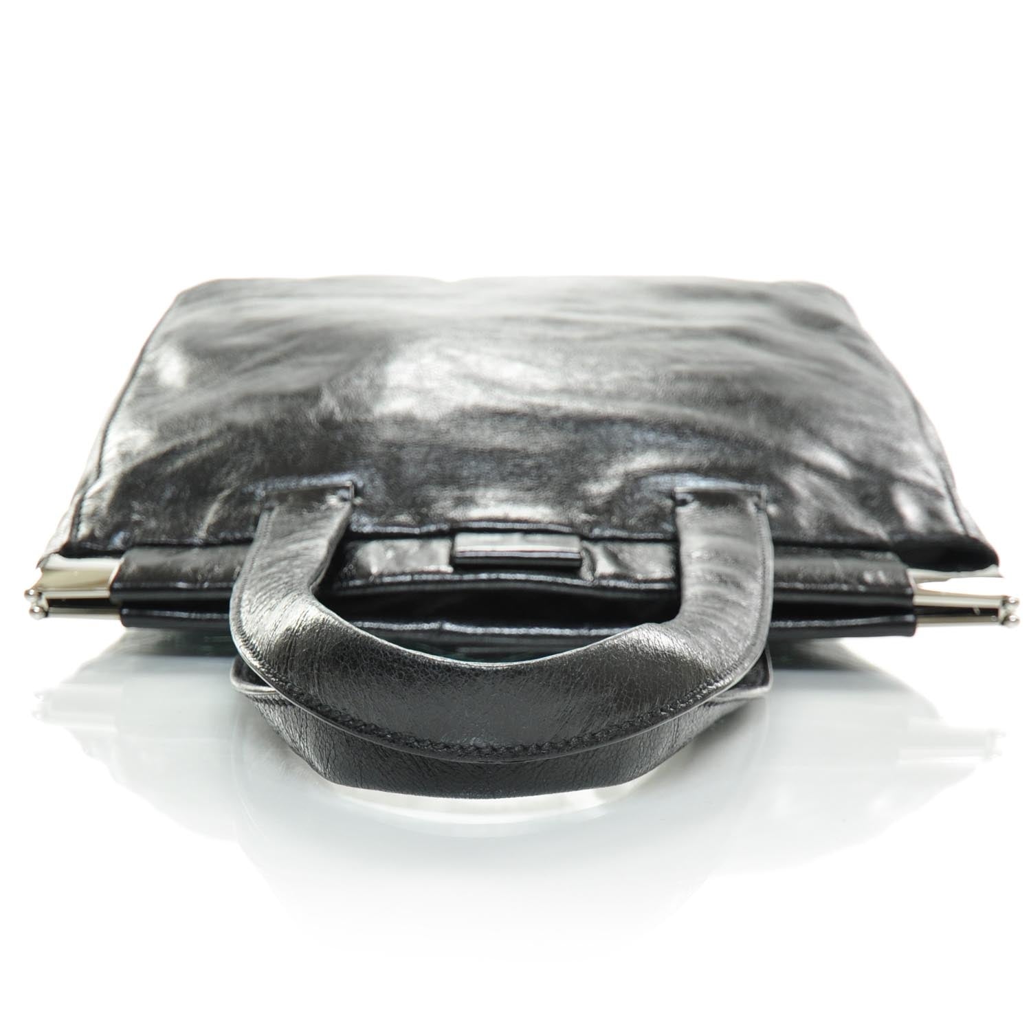 Miu Miu Leather Framed Top Tote Black 6 of 11