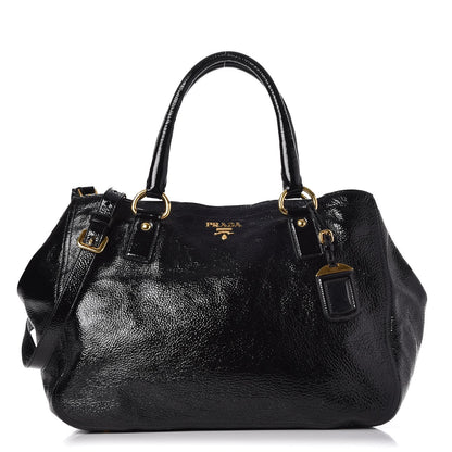 Prada Vernice Naplak Zipper Bowler Tote Black 1 of 11