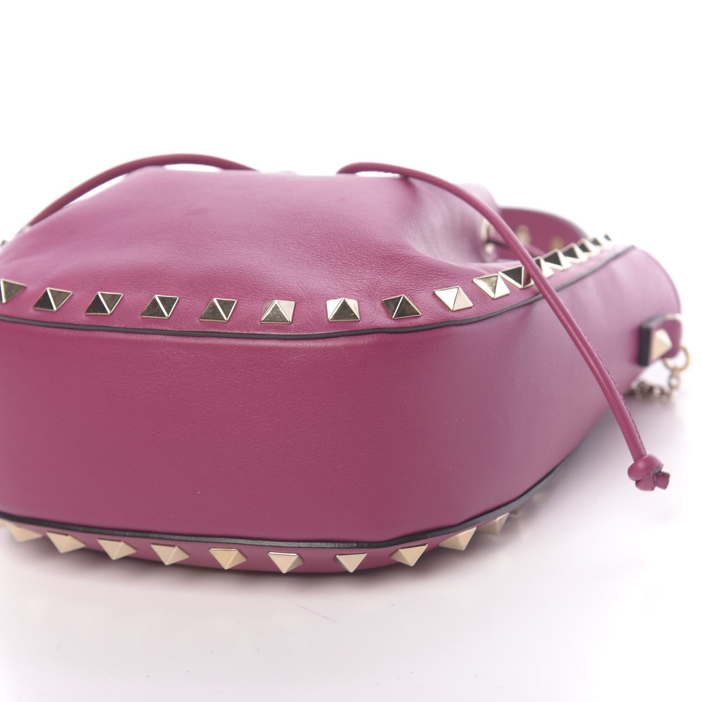 Vitello Mini Rockstud Chain Strap Bucket Bag Deep Cyclamin