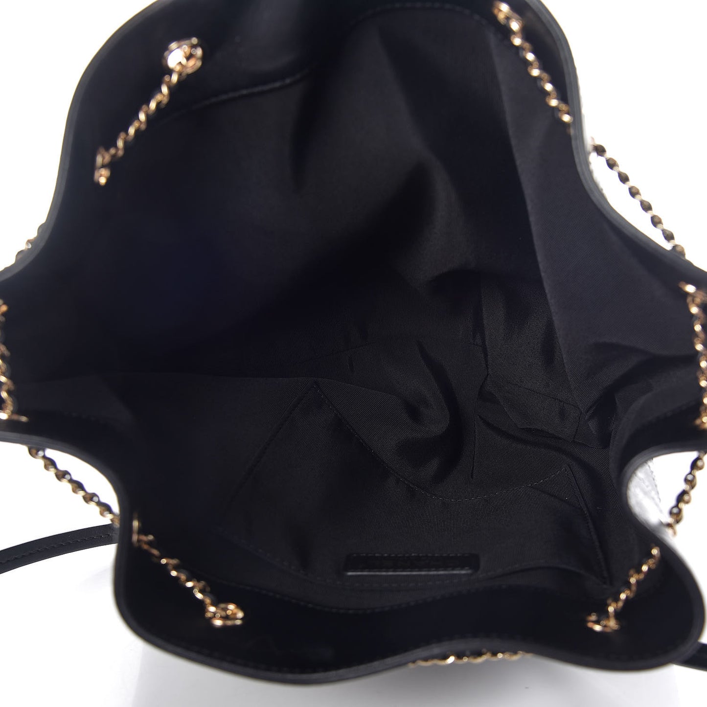 Calfskin Stitched Drawstring Bag Black