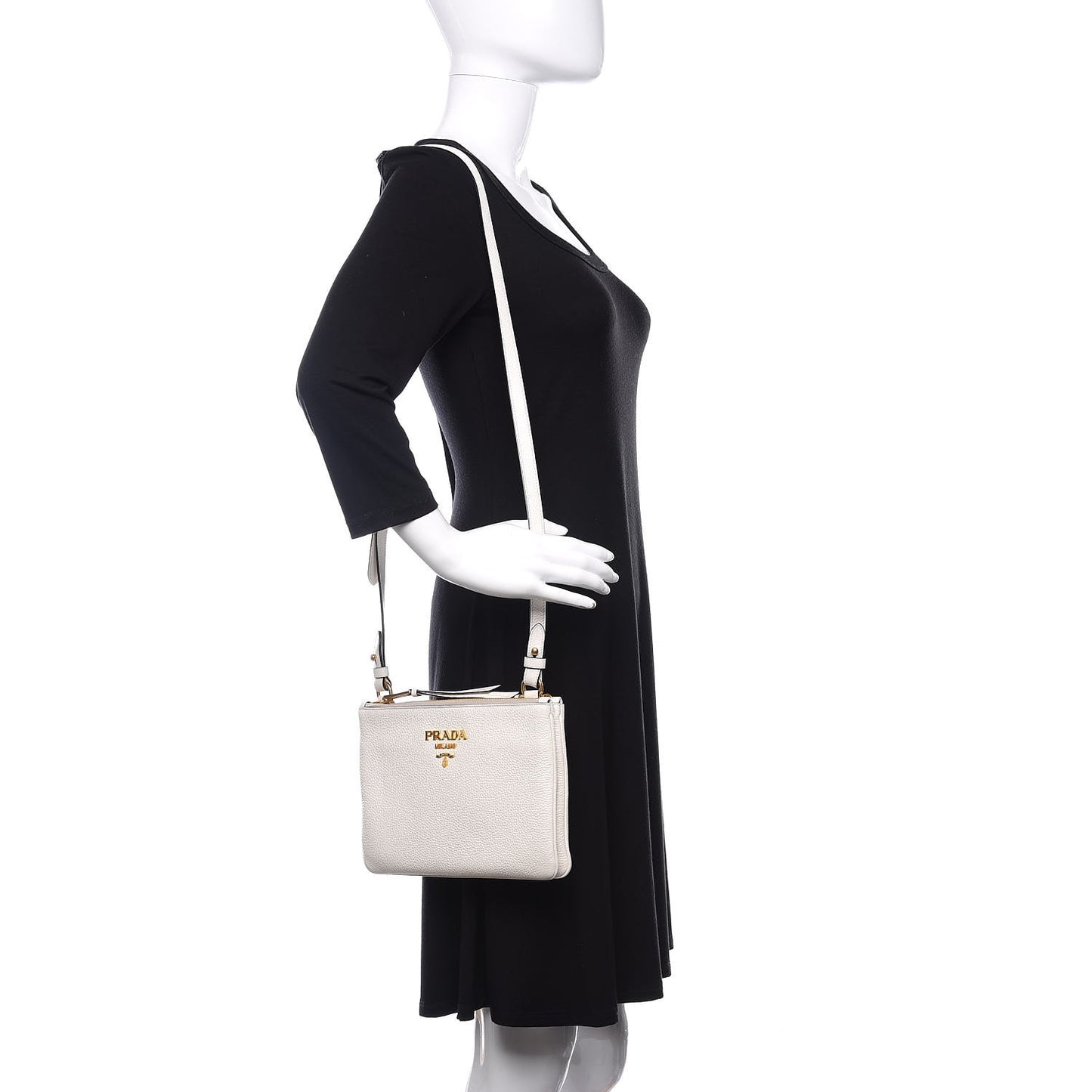 Vitello Phenix Double Zip Crossbody Bag Bianco