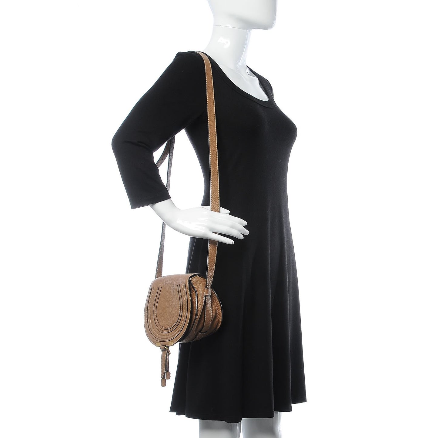 Calfskin Mini Marcie Round Crossbody Bag Nut