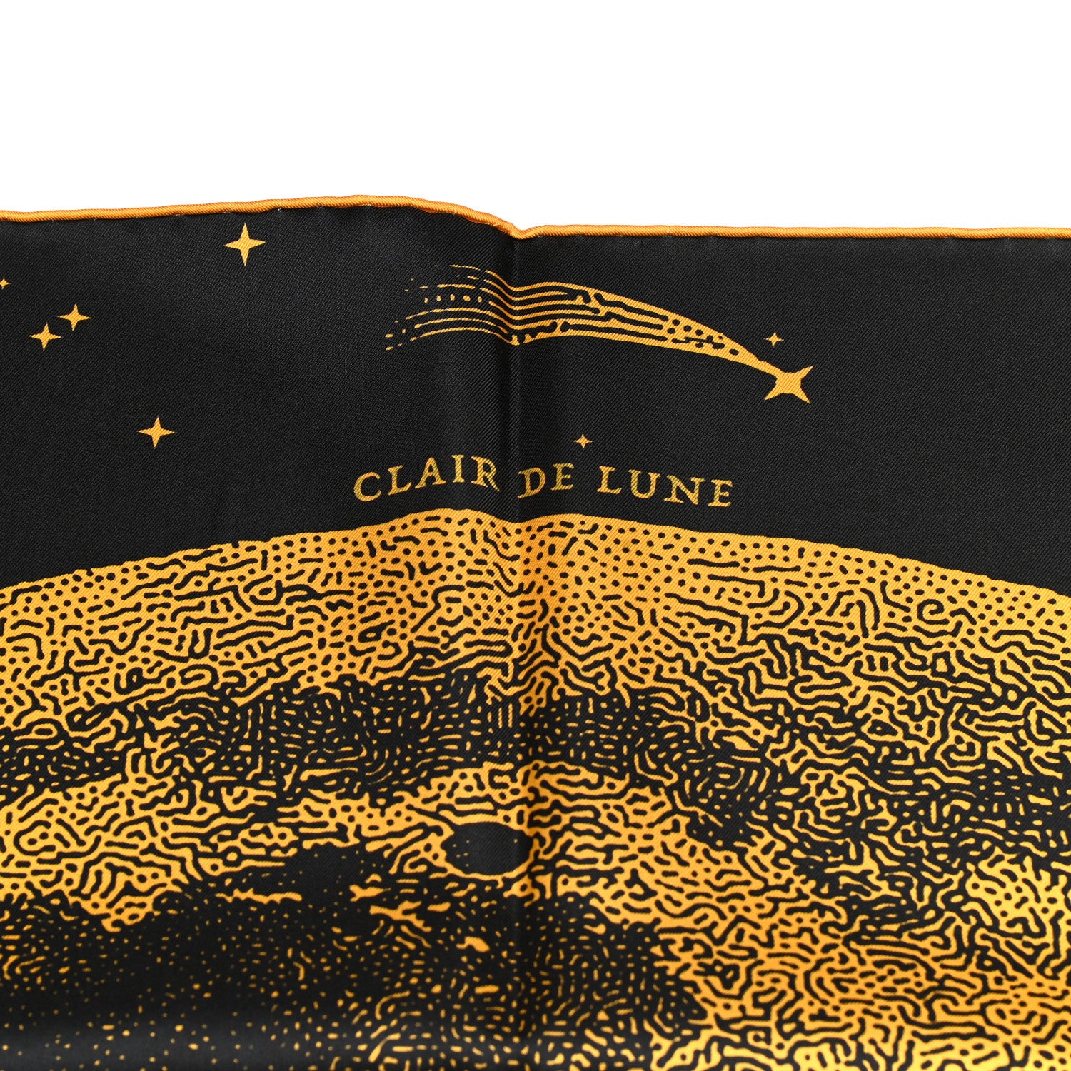 Hermes Silk Clair De Lune Double Face Scarf 90 Black Jaune D'Or Bleu 8 of 9