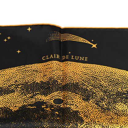 Hermes Silk Clair De Lune Double Face Scarf 90 Black Jaune D'Or Bleu 8 of 9