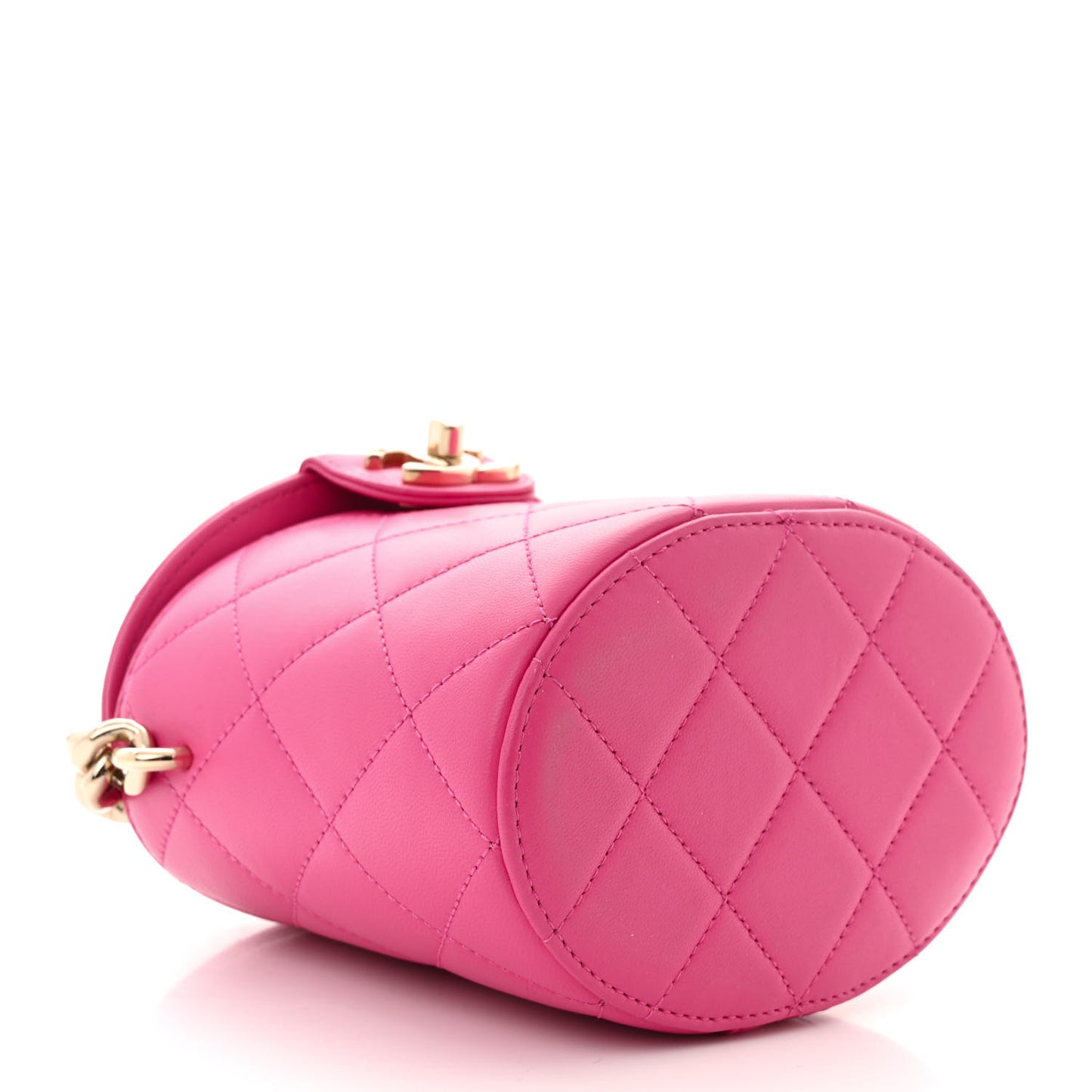 Lambskin Resin Elegant Chain Vanity Case Dark Pink