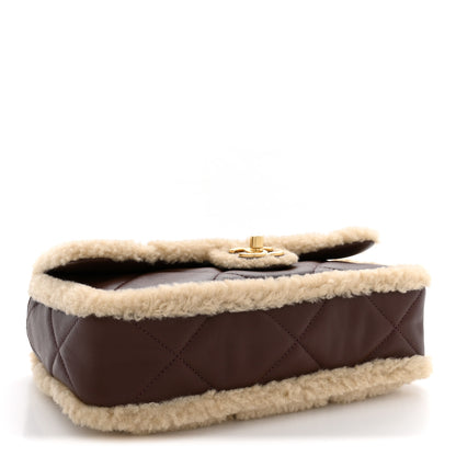 Chanel Shearling Lambskin Quilted Furry Coco Flap Beige Dark Brown 4 of 10