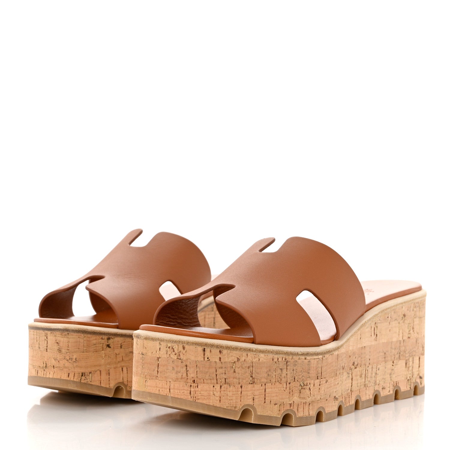 Hermes Calfskin Cork Eze 30 Sandals 39 Marron Glaise 3 of 8