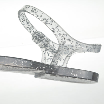 Chanel Jelly Camellia Glitter Thong Sandals 39 Silver 8 of 9