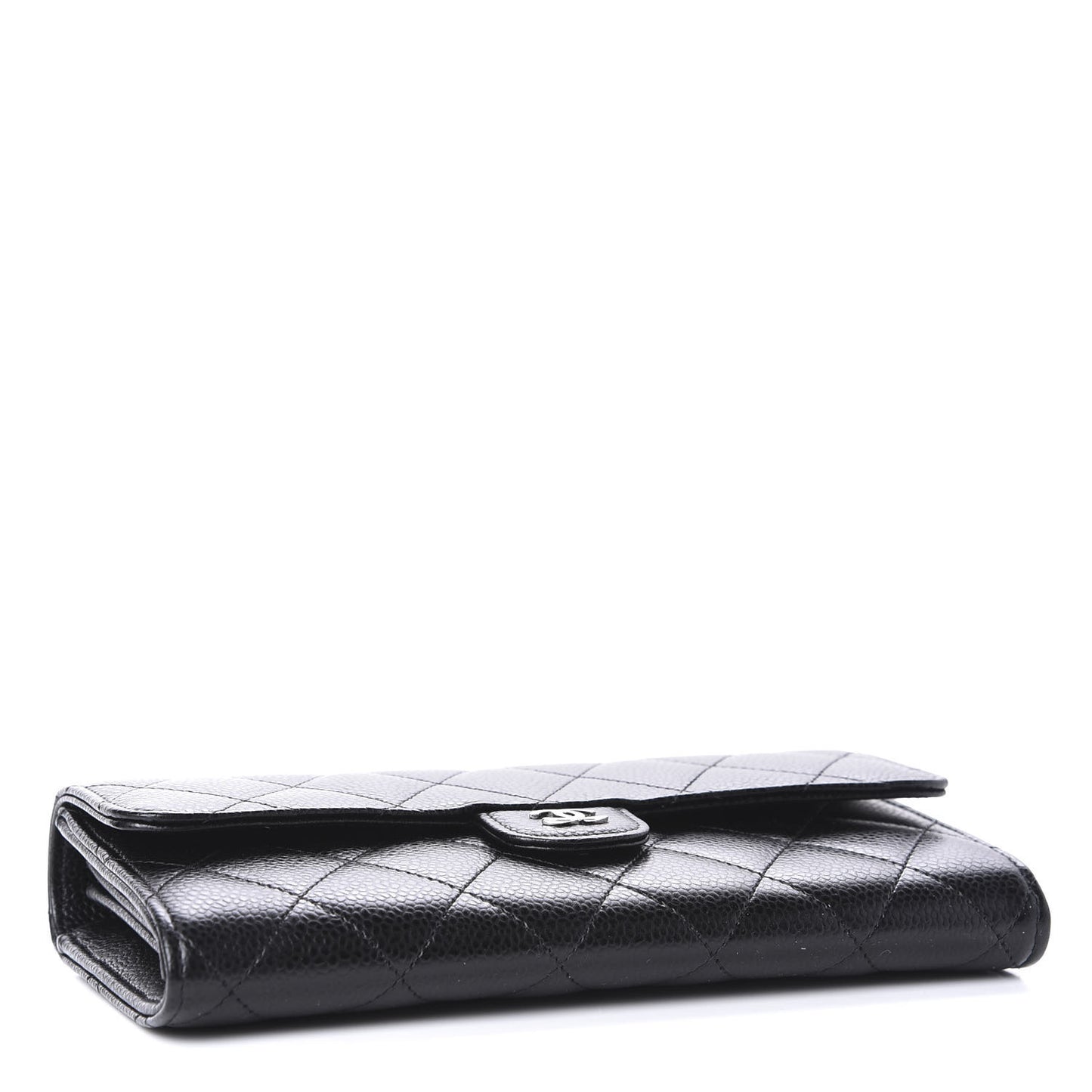 Caviar Quilted Large Flap Wallet Black