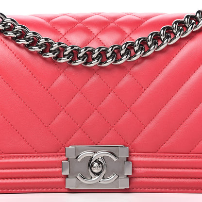 Chanel Calfskin Chevron Quilted Medium Boy Flap Red 10 of 11