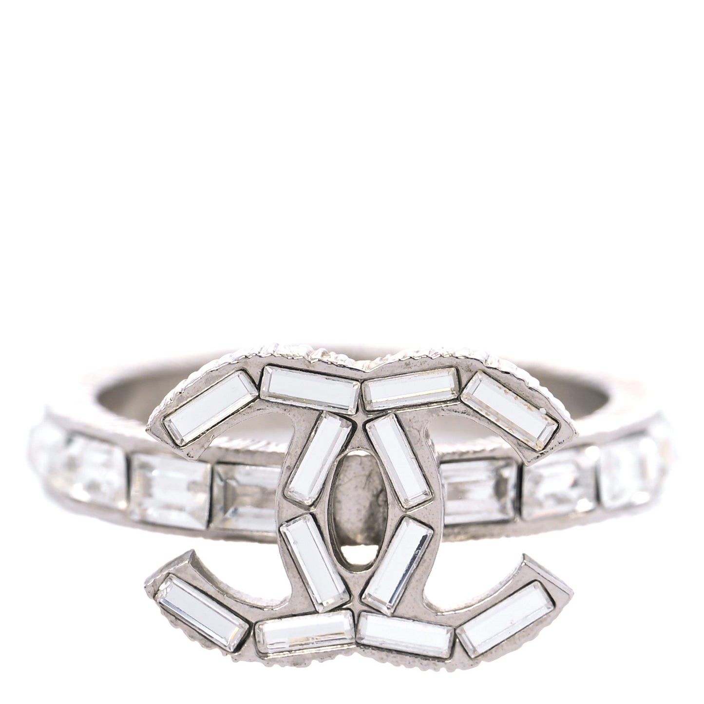 Crystal Baguette CC Ring 6 Silver