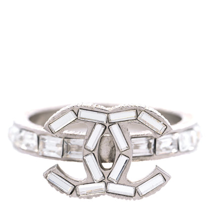 Chanel Crystal Baguette CC Ring 6 Silver 1 of 6