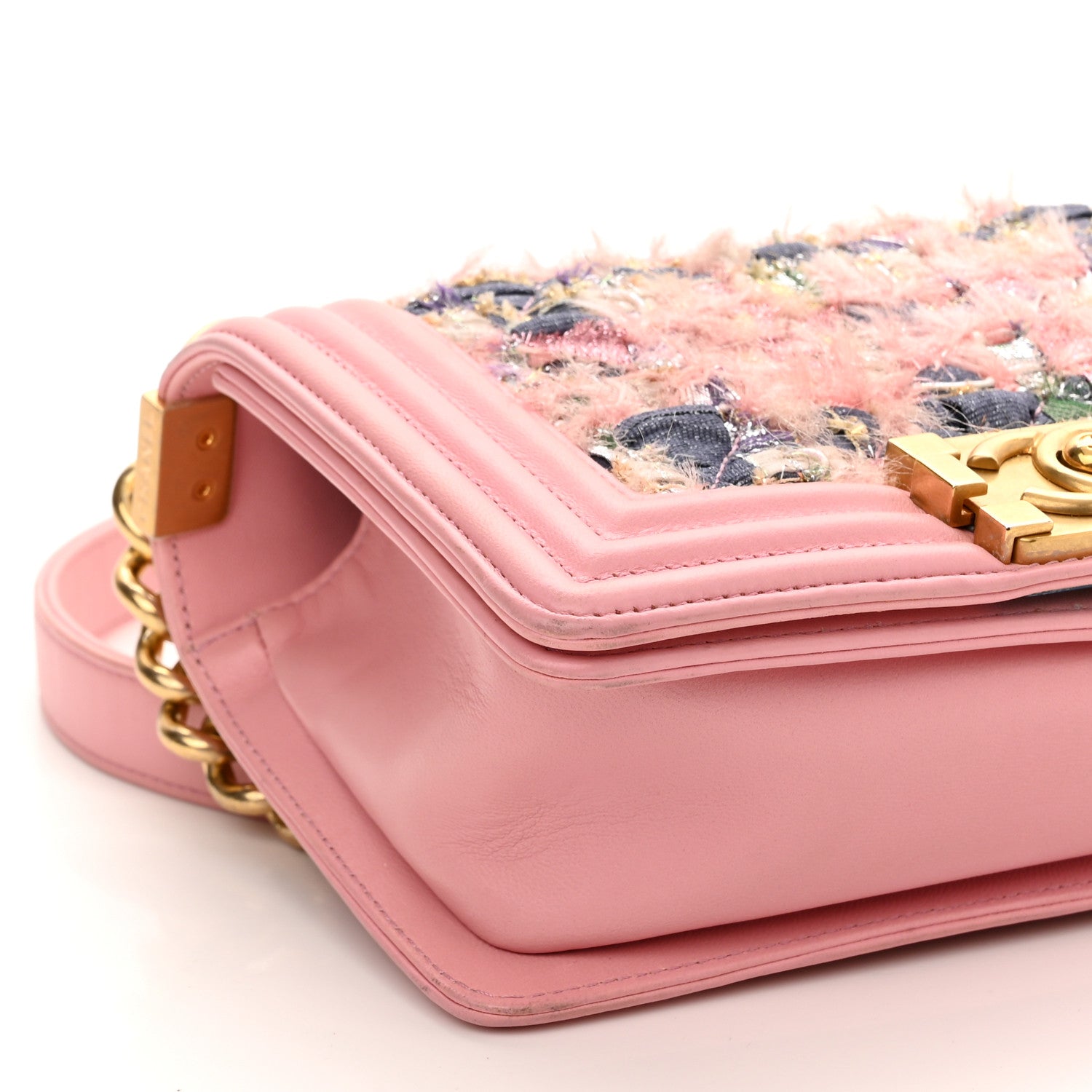 Chanel Lambskin Tweed Quilted Small Boy Flap Pink 9 of 12