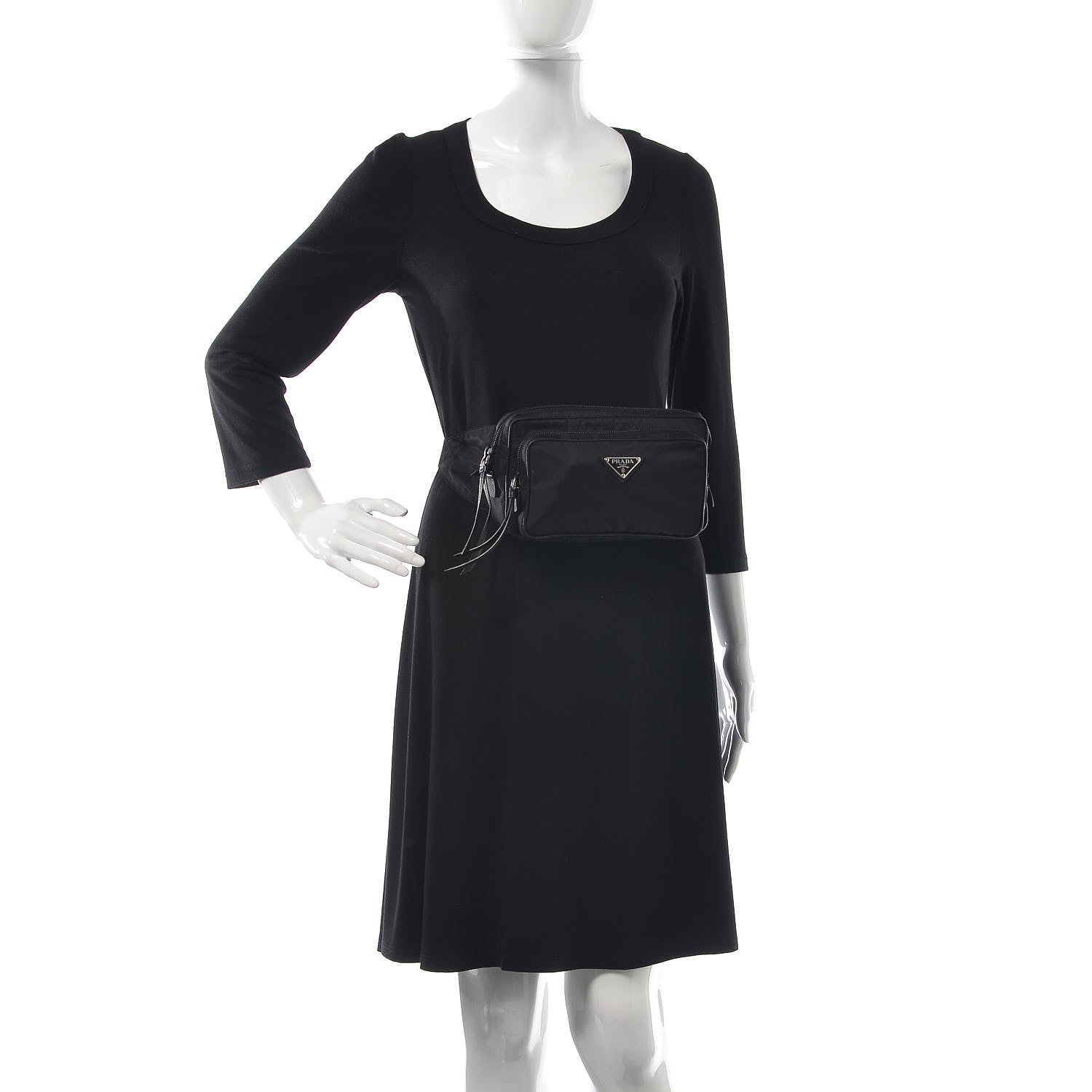 Prada Tessuto Nylon Saffiano Belt Bag Black 2 of 10
