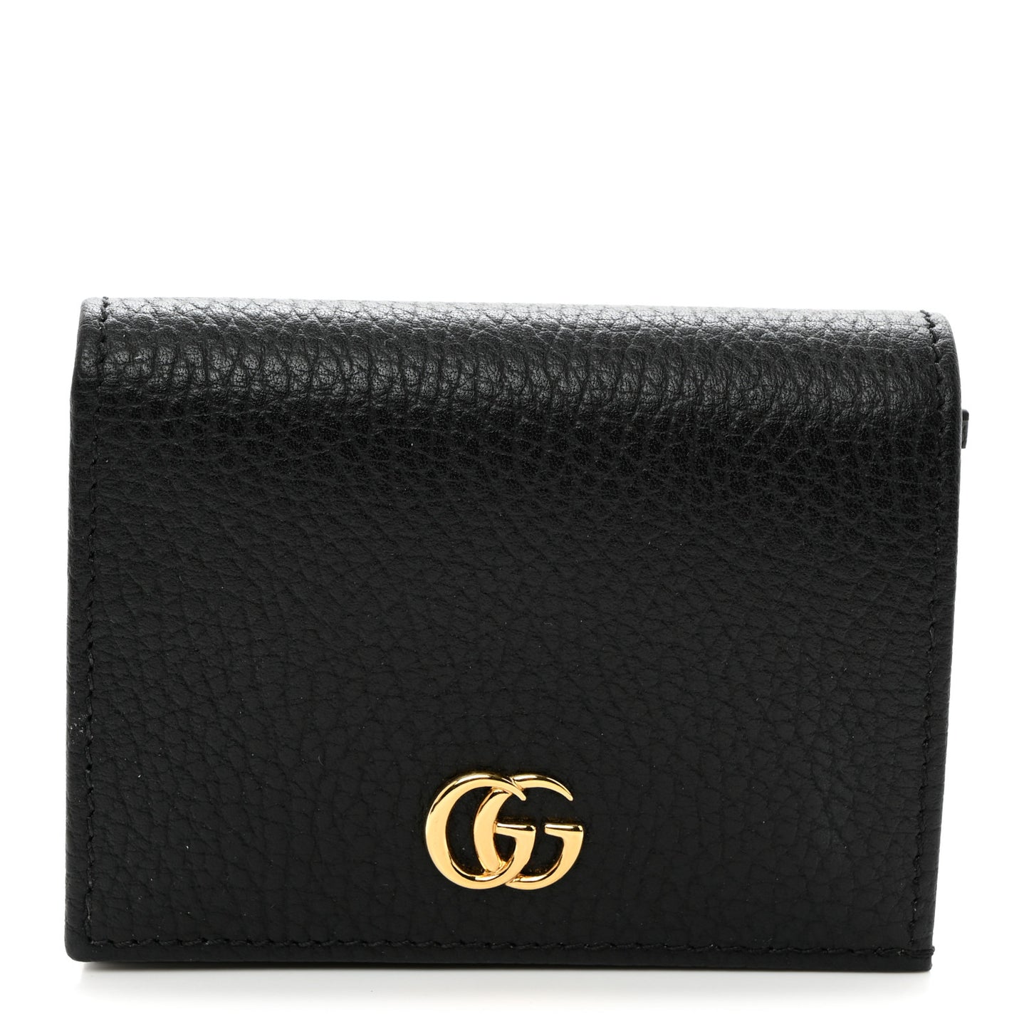 Pebbled Calfskin GG Marmont Card Case Black