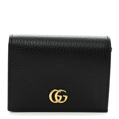 Gucci Pebbled Calfskin GG Marmont Card Case Black 1 of 8