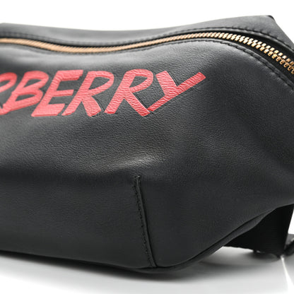 Burberry Calfskin Medium Sonny Bum Bag Black Red 10 of 10