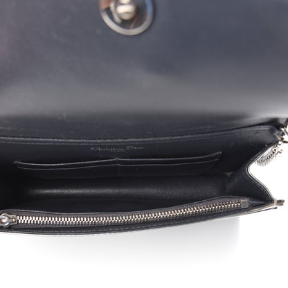 Christian Dior Metallic Patent Micro-Cannage Diorama Wallet on Chain Pouch Silver 4 of 10