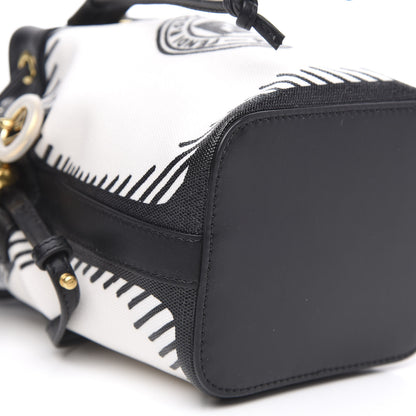 Fendi X JOSHUA VIDES Canvas Calfskin F is Mini Mon Tresor Bucket Bag White Black 9 of 10