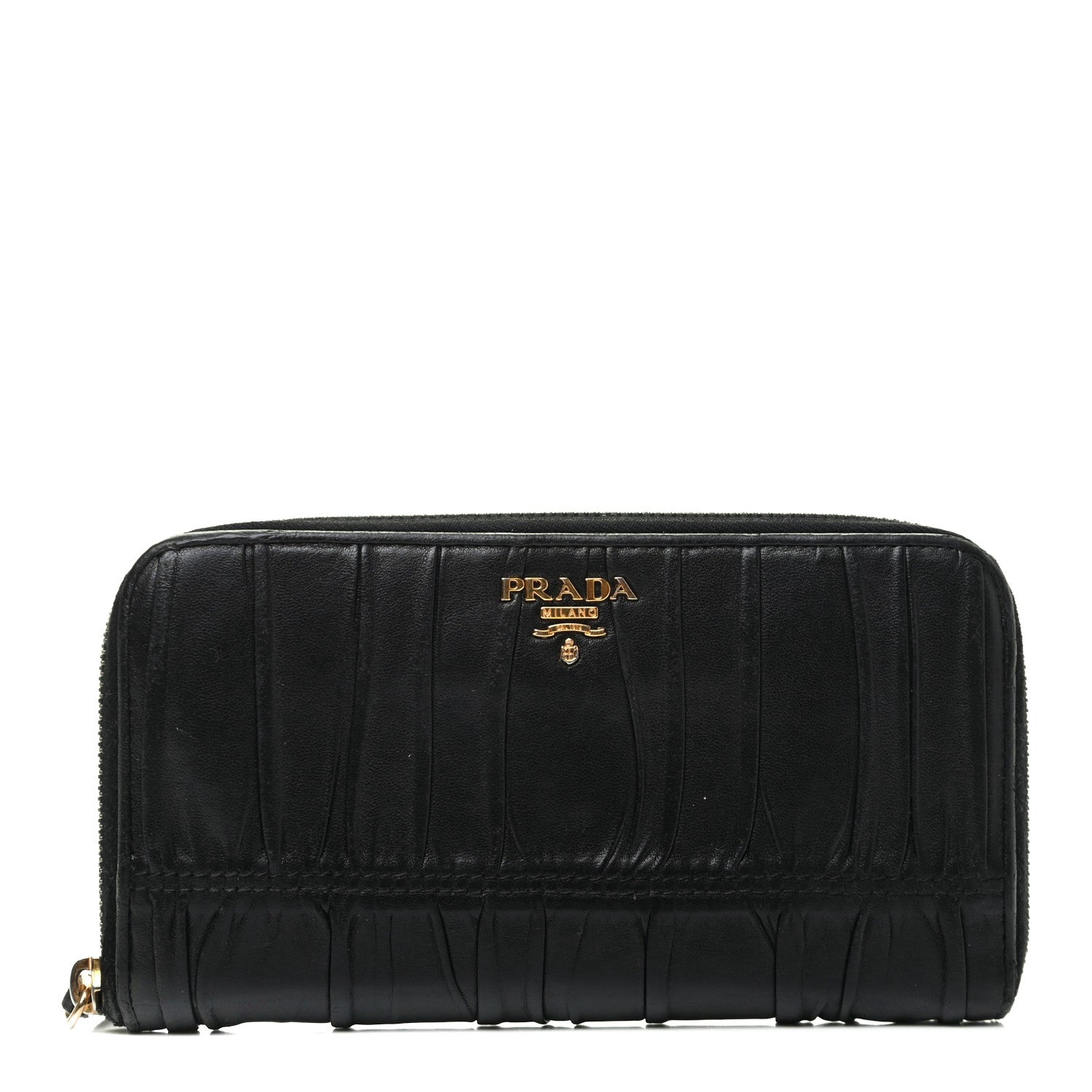 Prada Nappa Gaufre Zip Around Wallet Black 1 of 8