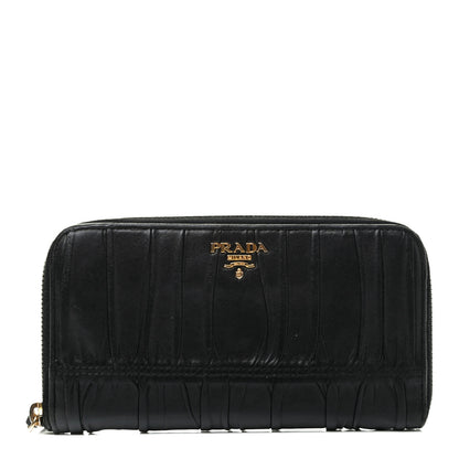 Prada Nappa Gaufre Zip Around Wallet Black 1 of 8