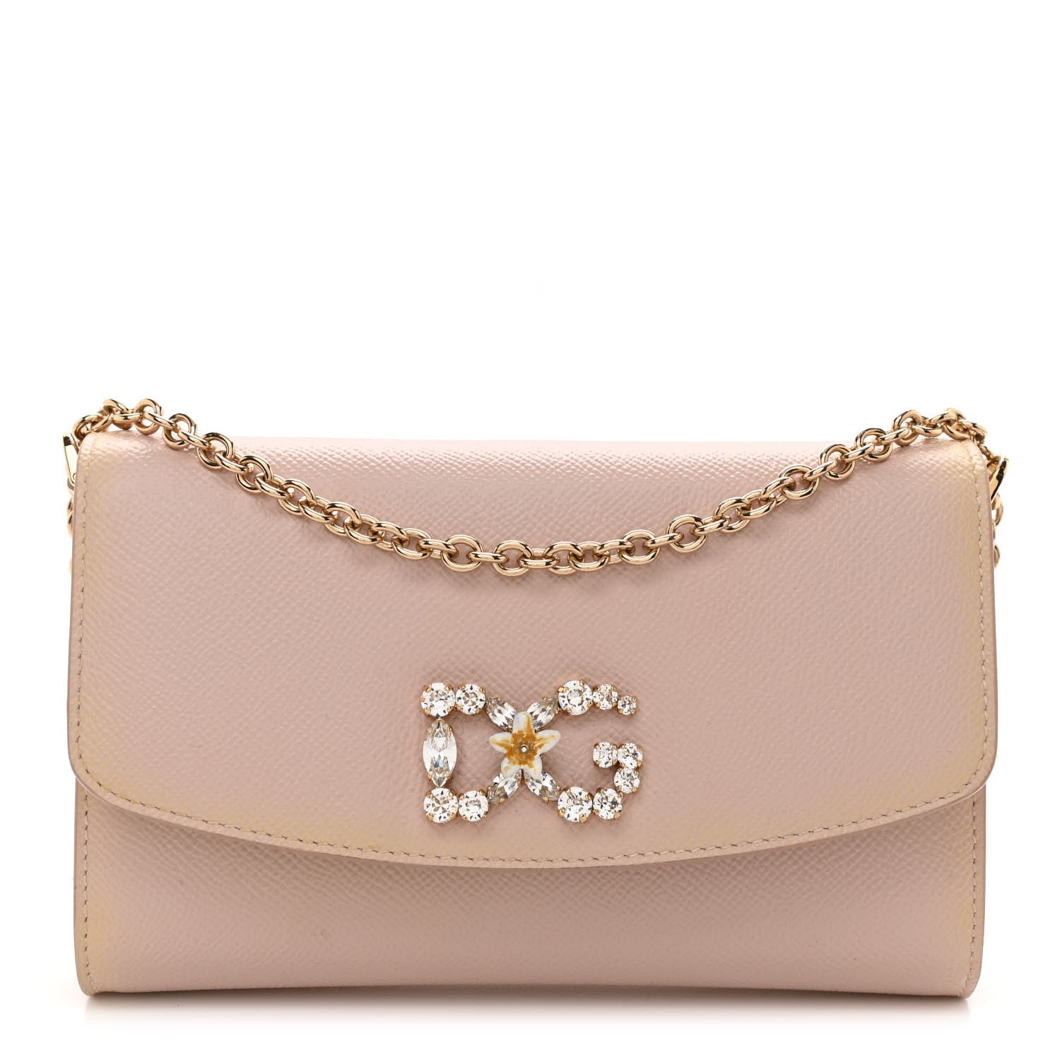 Dolce & Gabbana Dauphine Crystal Wallet On Chain Light Pink 1 of 8