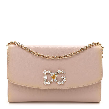 Dolce & Gabbana Dauphine Crystal Wallet On Chain Light Pink 1 of 8