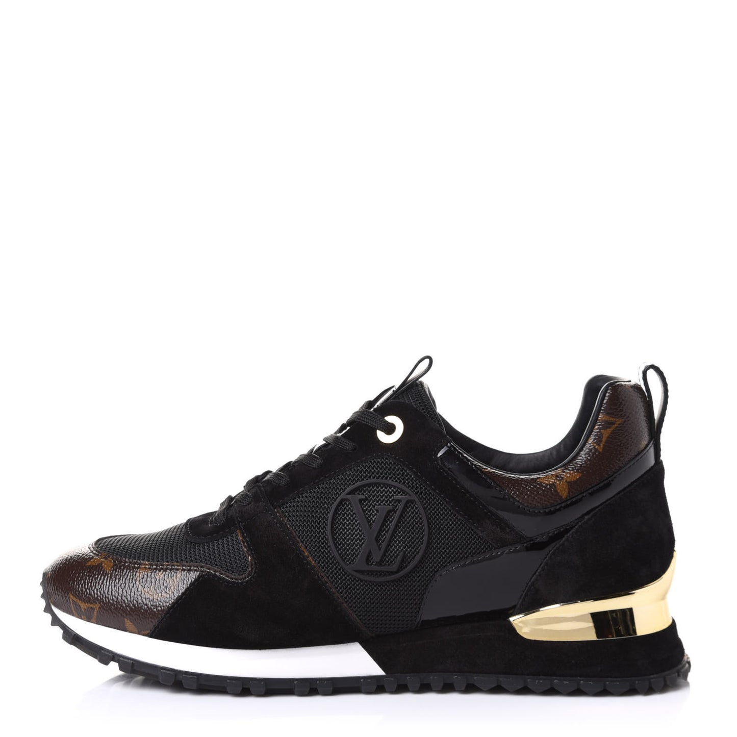 Suede Monogram Run Away Sneakers 38.5 Black