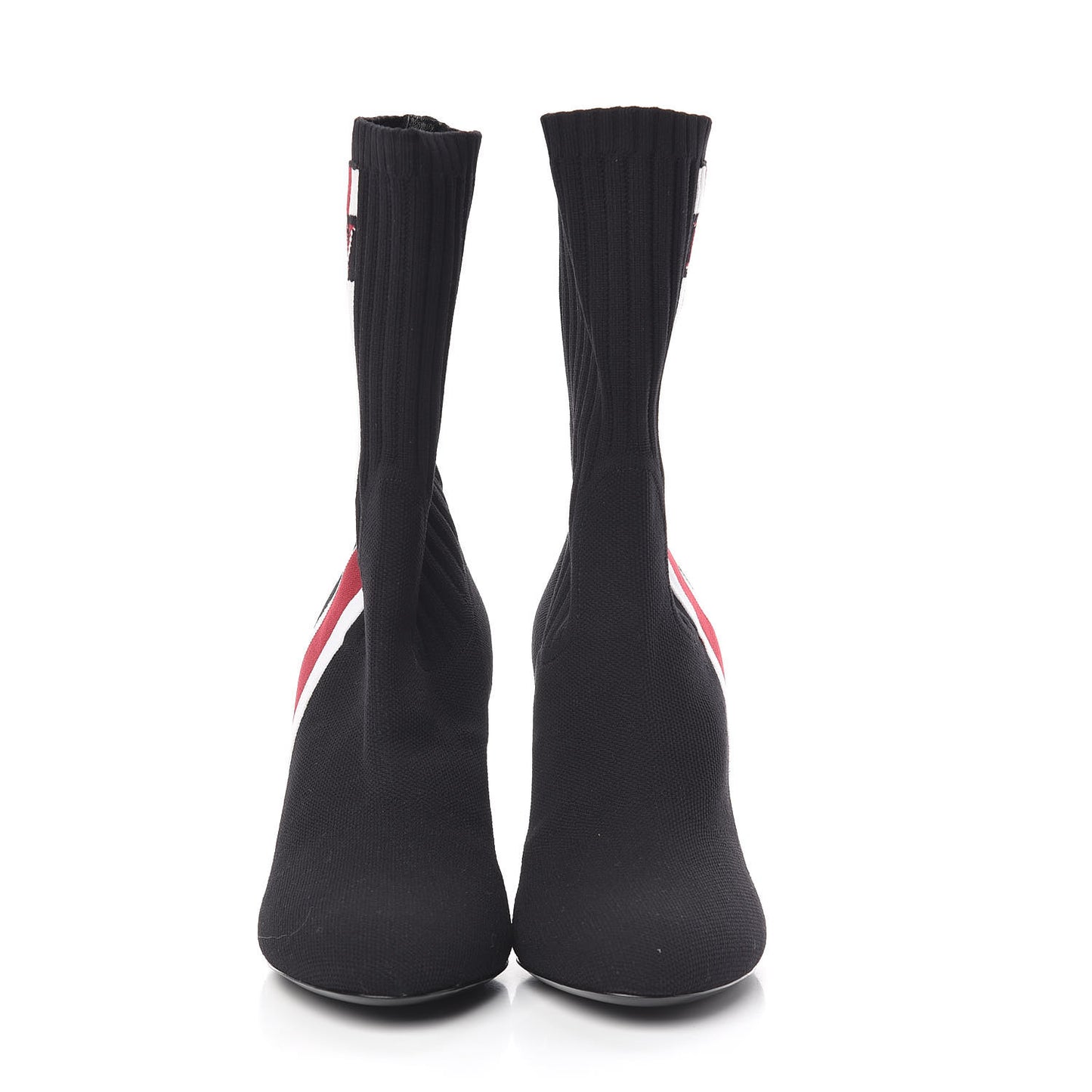 Stretch Fabric Silhouette Stripe Ankle Boots 37.5 Black
