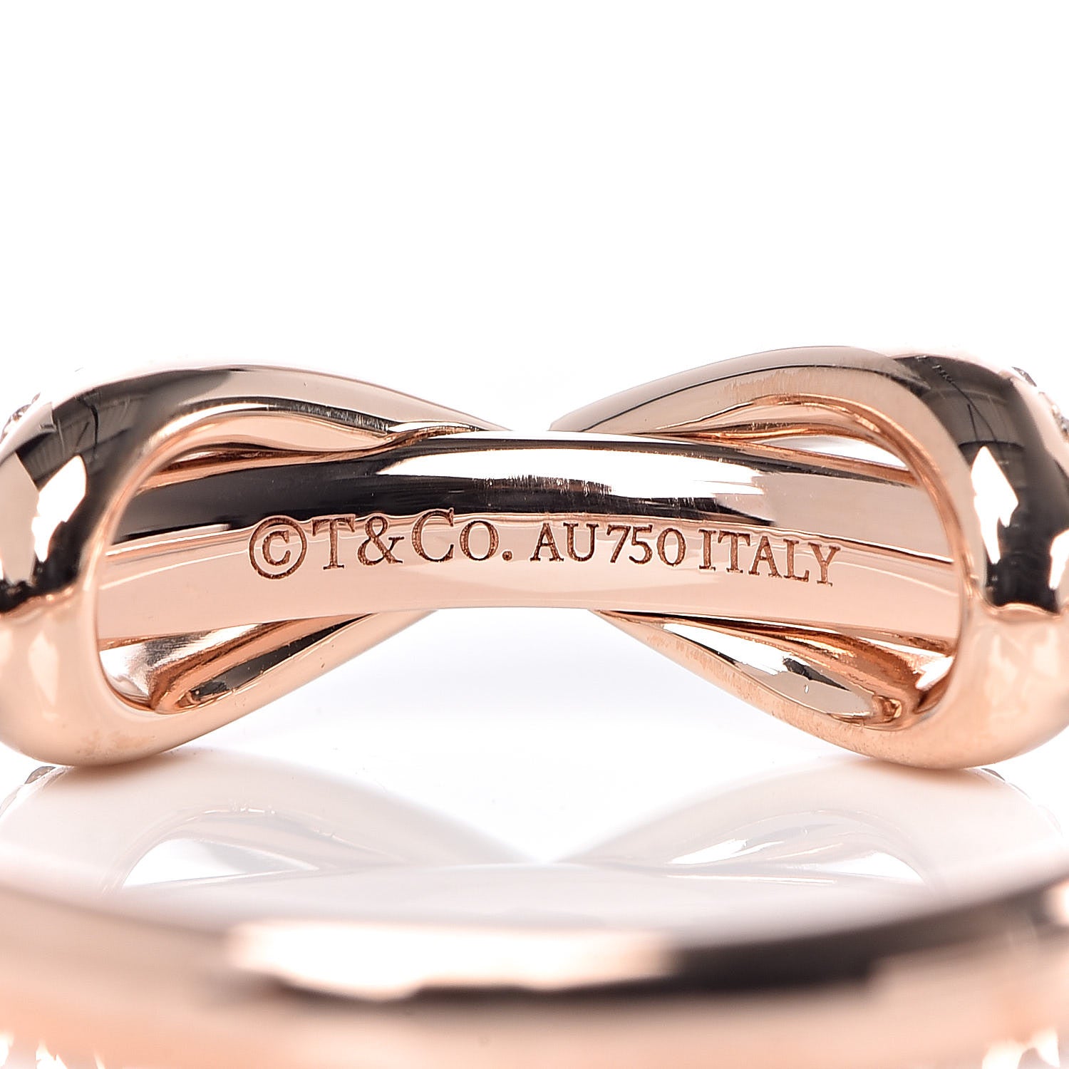 Tiffany 18K Rose Gold Diamond Infinity Ring 54 6.75 4 of 4