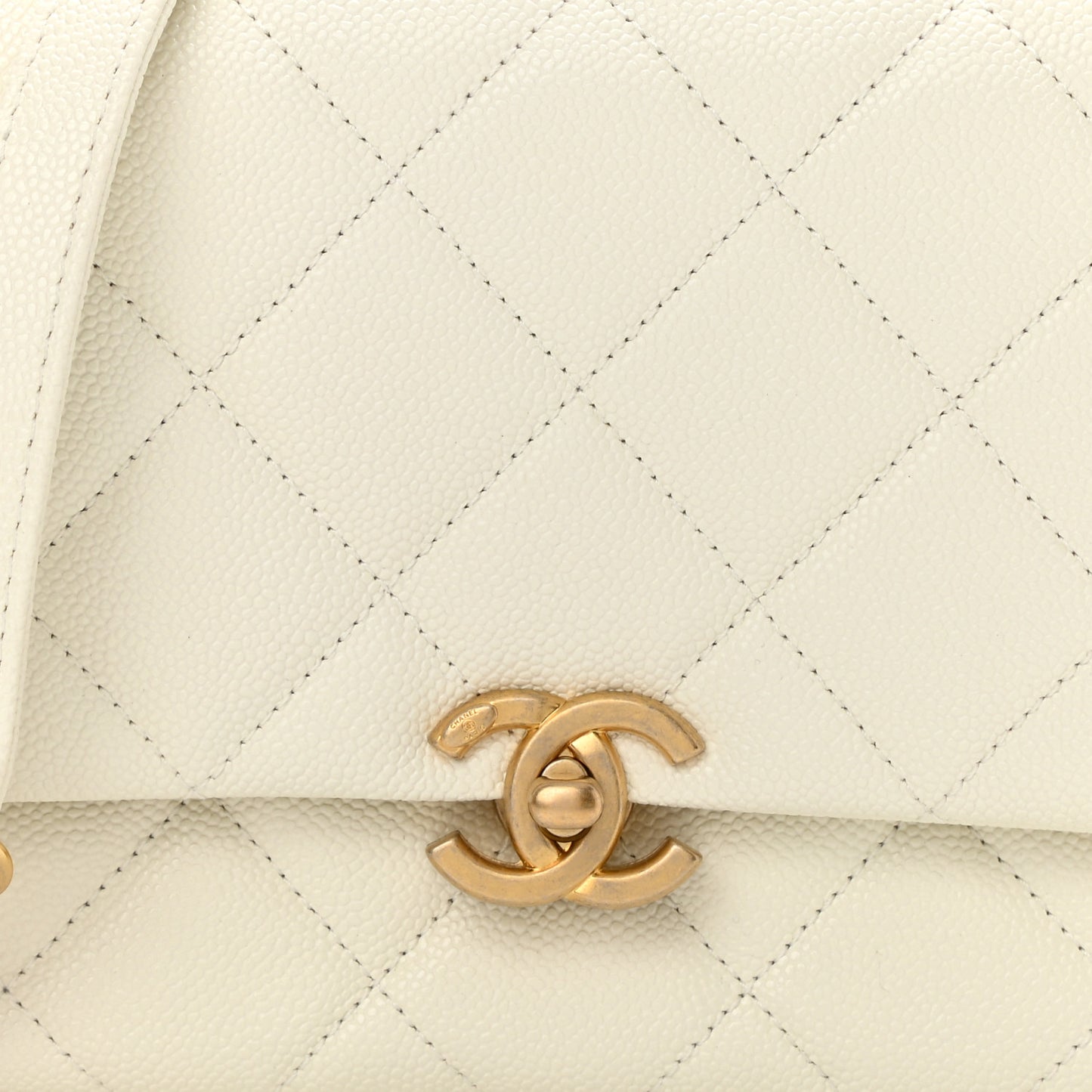 Shiny Caviar Quilted Small Chain Melody Flap White