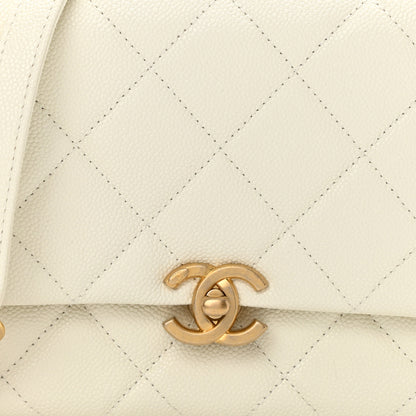 Chanel Shiny Caviar Quilted Small Chain Melody Flap White 8 of 11