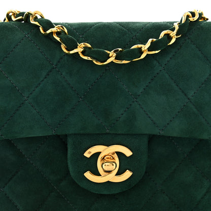 Chanel Suede Quilted Mini Square Flap Green 8 of 11