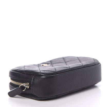 Chanel Caviar Quilted Small Curvy Pouch Cosmetic Case Black 4 of 9