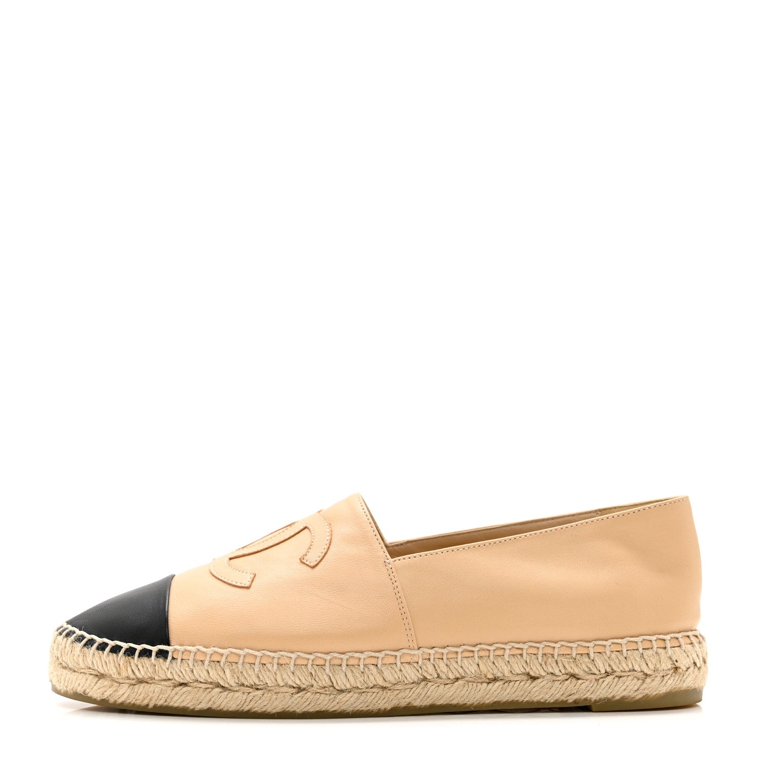 Chanel Lambskin CC Espadrilles 41 Beige Black 1 of 9