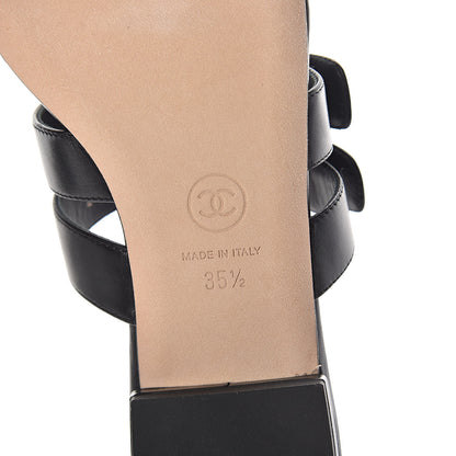 Chanel Calfskin CC Turnlock Mule Sandals 35.5 Black 6 of 7