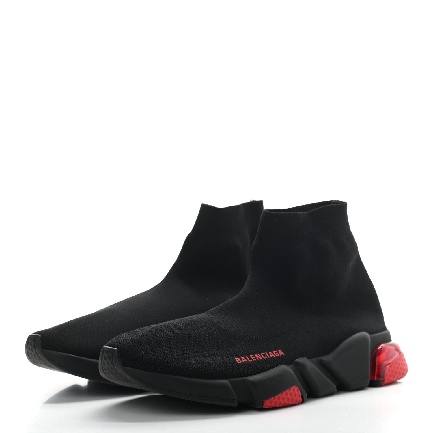 Balenciaga Neoprene Knit Mens Speed Clear Sole Sneakers 44 Black Red 3 of 8
