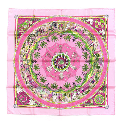 Hermes Silk Per Astra Ad Astra Scarf 90 Rose Pale Rose Fluo Vert Fluo 1 of 6