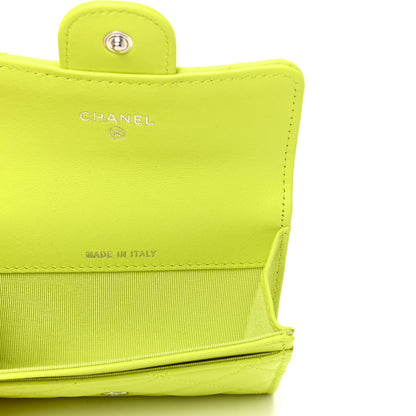 Chanel Lambskin Quilted Flap Card Holder Wallet Yellow 5 of 8