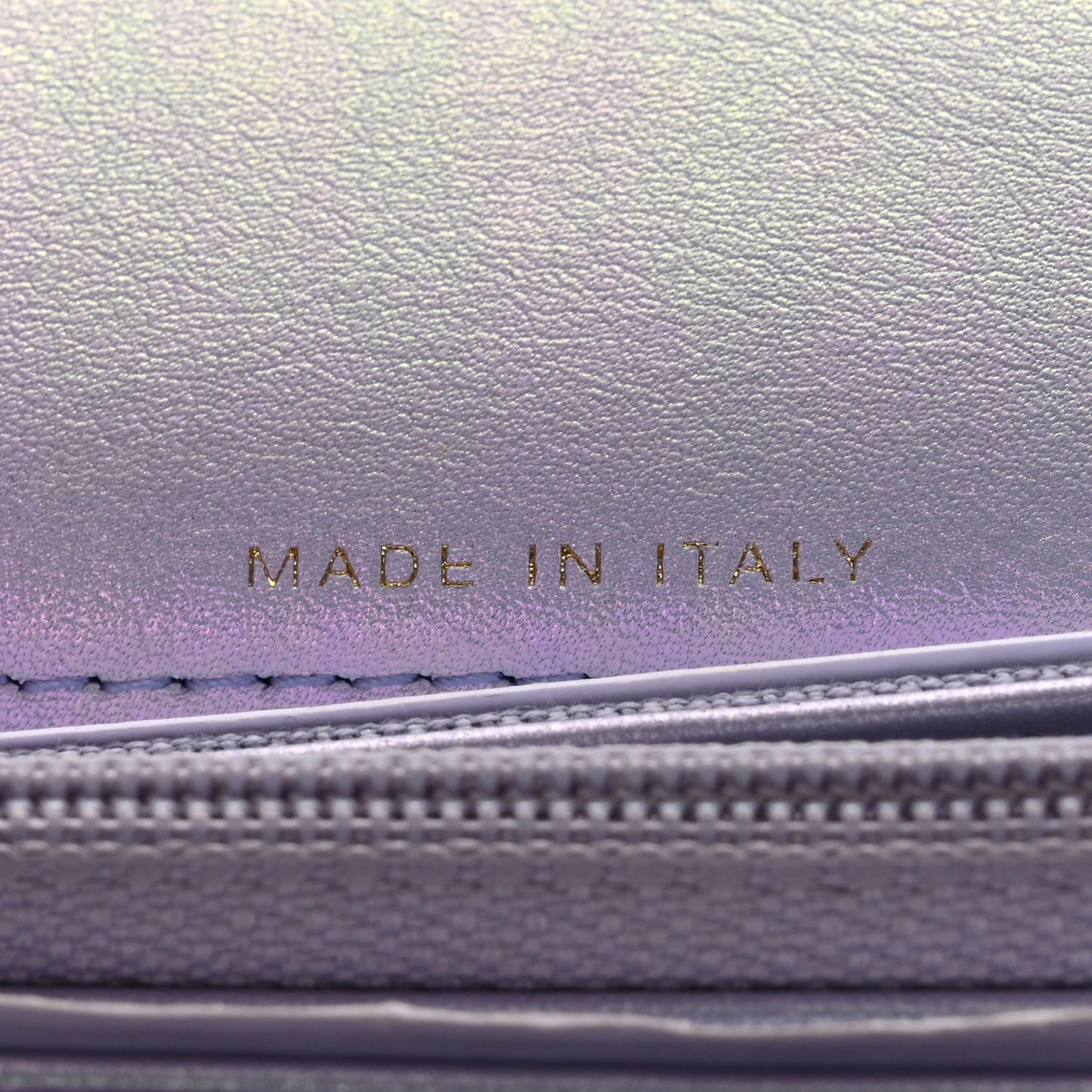 Iridescent Calfskin Quilted Chanel 19 Flap Wallet Light Purple