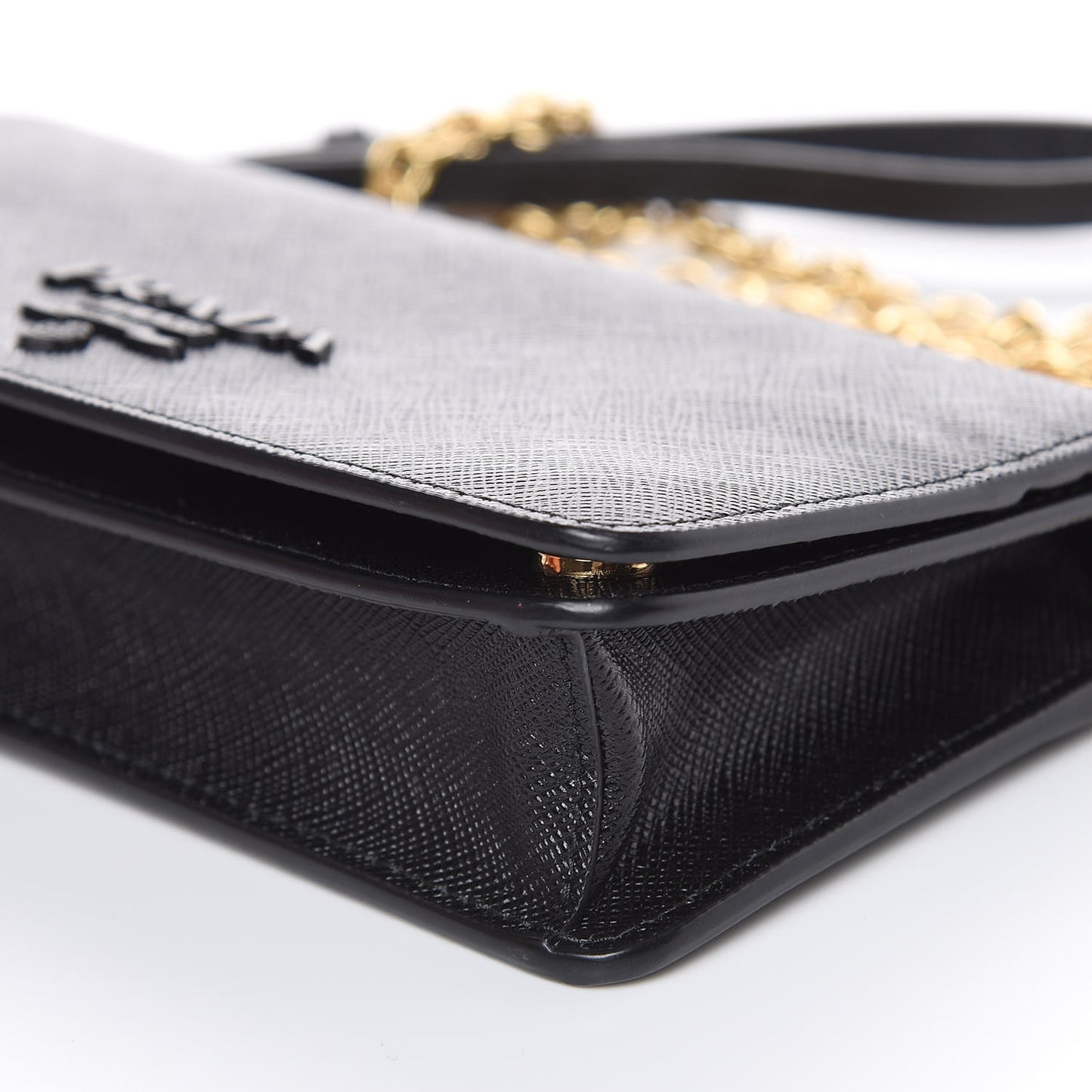 Saffiano Metal Phone Wristlet Crossbody Wallet Black