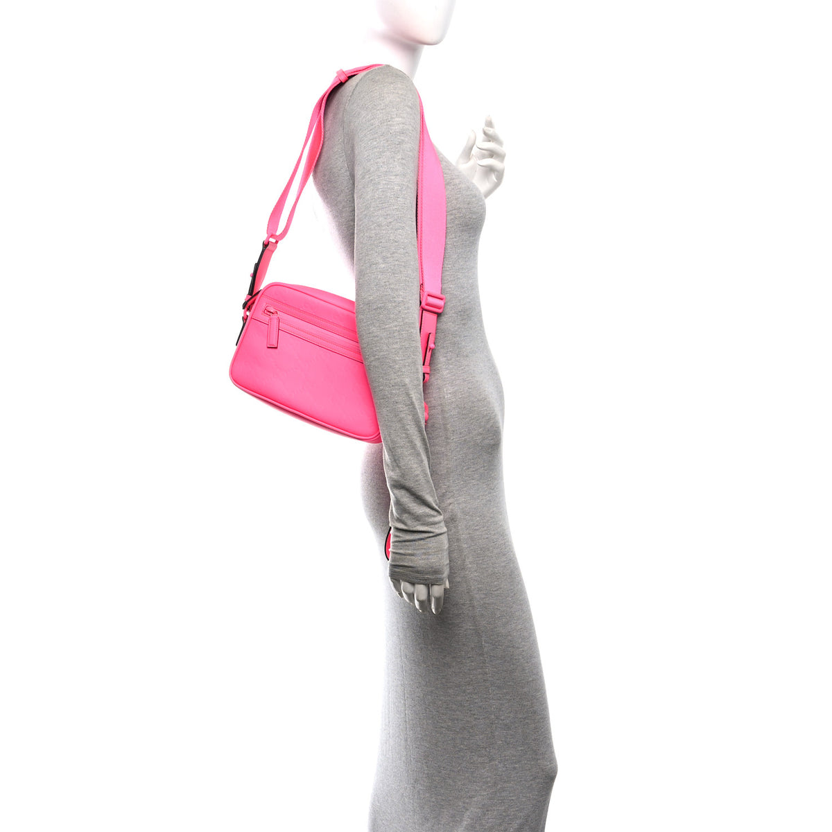 Gucci Rubber Effect Monogram GG Crossbody Bag Fluorescent Fuchsia 2 of 10