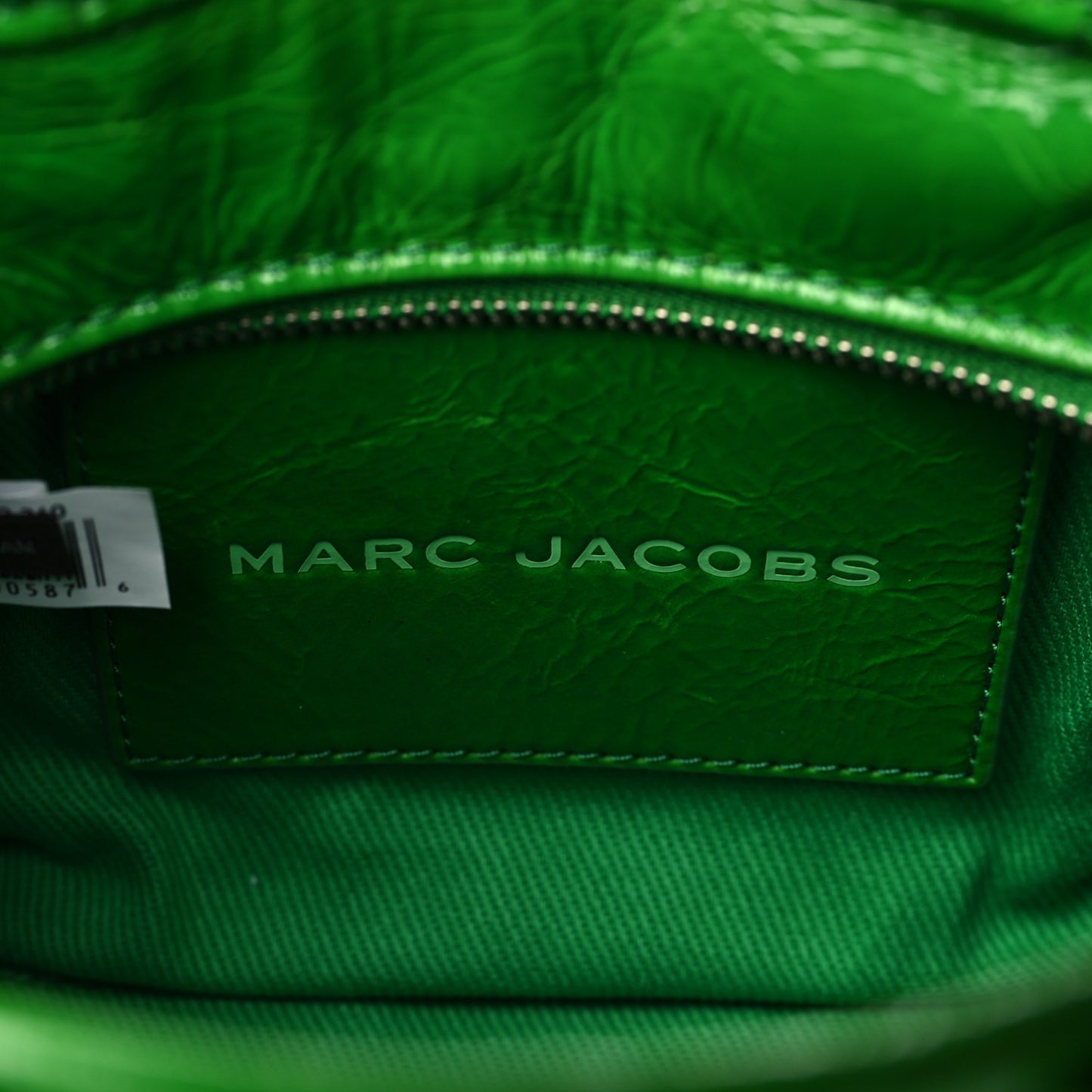 Shiny Crinkled Calfskin Mini The Tote Bag Green Glow