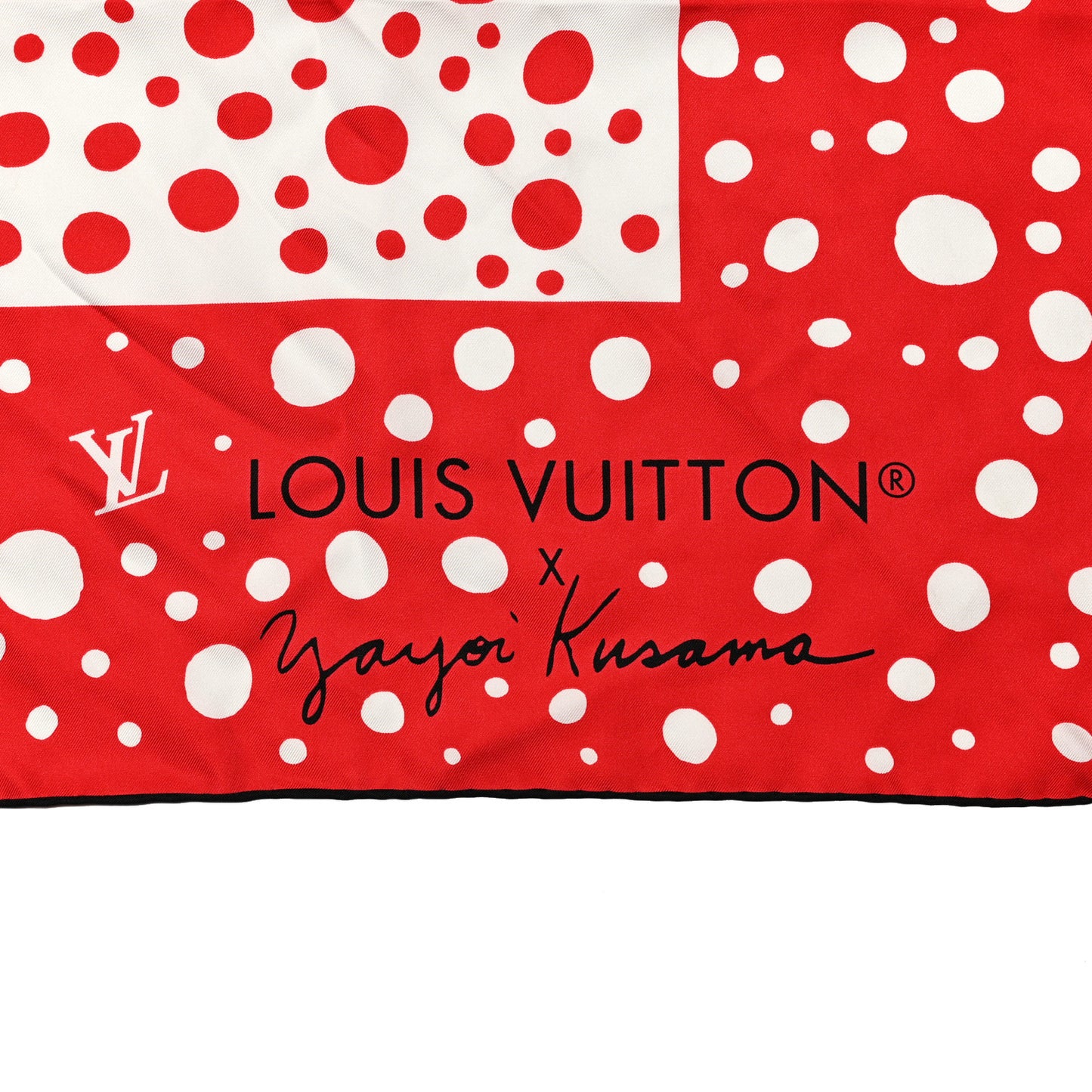 LV x YK Kusama Infinity Dots Scarf Red White