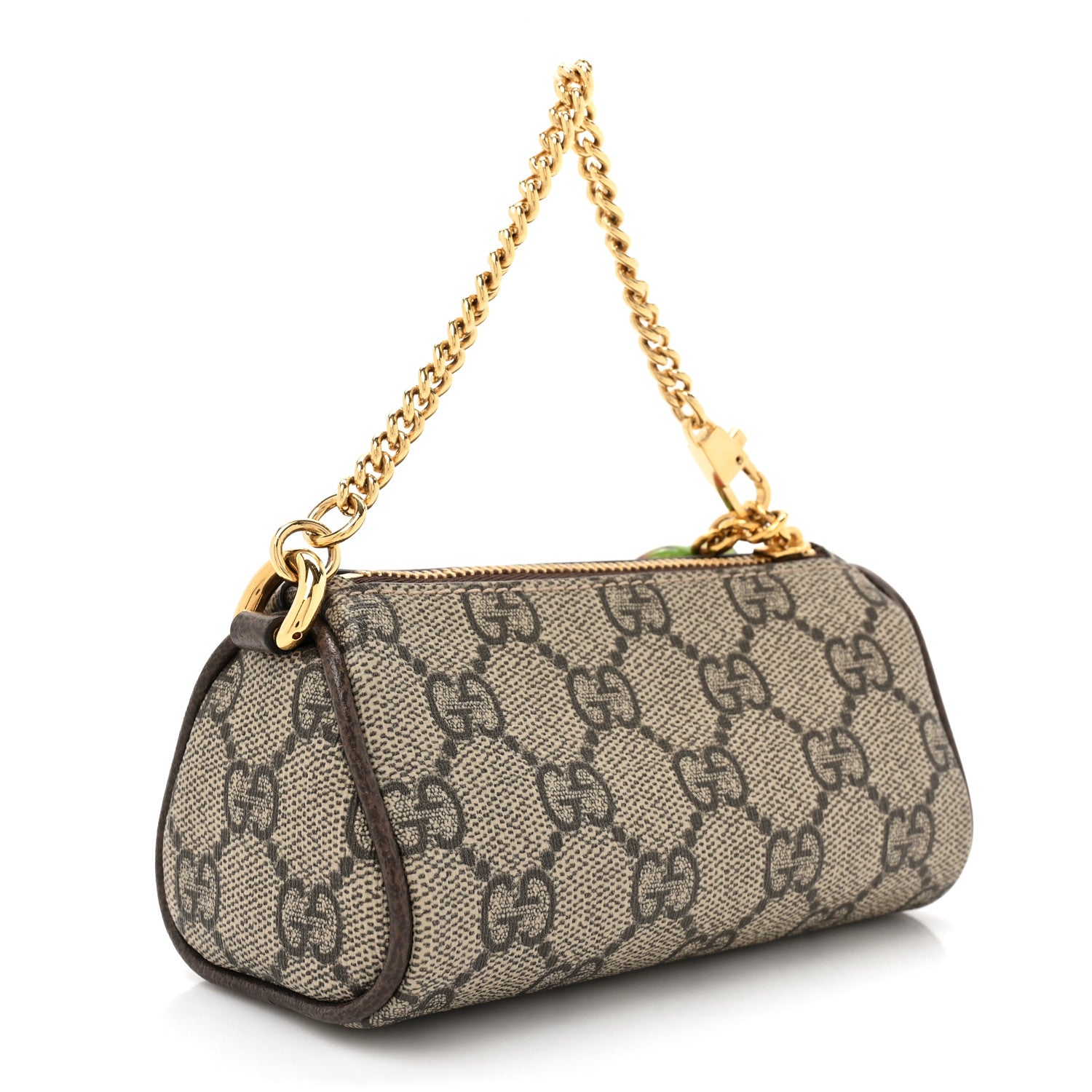 Gucci GG Supreme Monogram Strawberry Retro Interlocking G Barrel Coin Purse Beige Ebony 3 of 8